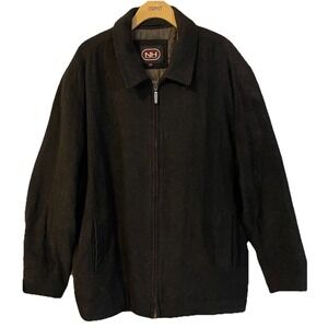 Newport Harbor Wool Blend Jacket Mens 2XL Black Full Zip Quilted Lining Ukraine